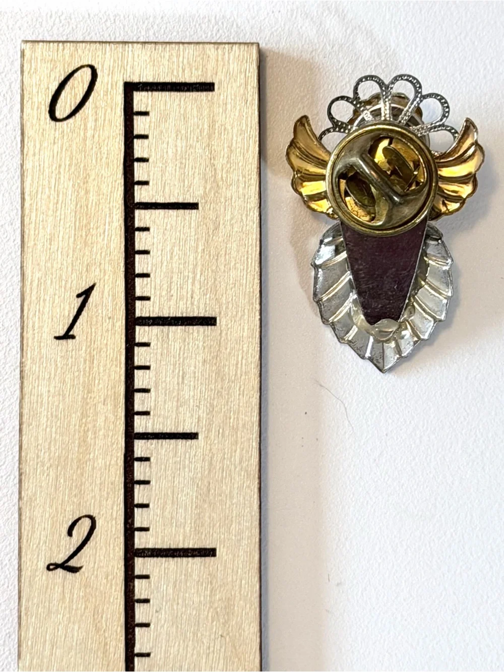 Citrine Yellow Faceted Crystal Rhinestone Gold Halo Angel Pin Brooch November
